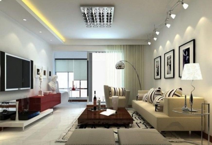 Lighting design in the living room in a modern style