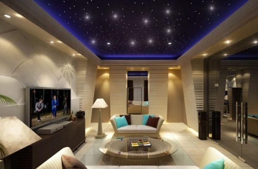 Дизайн на осветлението в хола в модерен стил