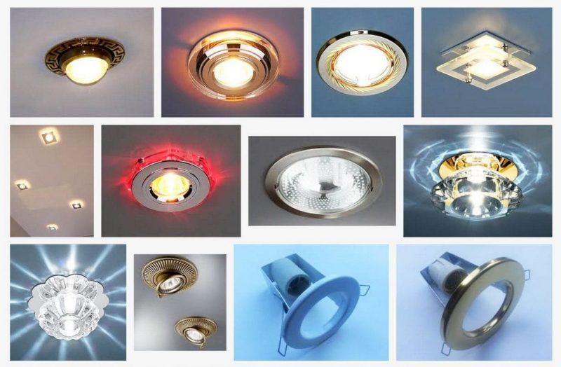 Variants of room lighting with suspended ceilings